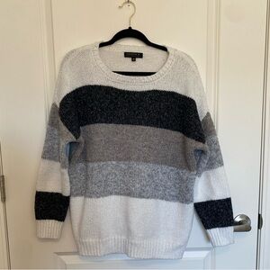 Joseph Black, Gray, and White Striped Sweater